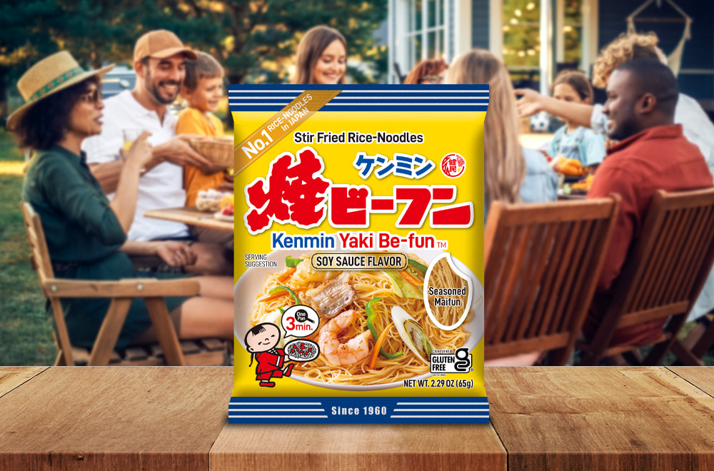 海外販売用）ケンミングルテンフリー焼ビーフン／パッケージデザイン」の制作事例 | ヨコタデザイン